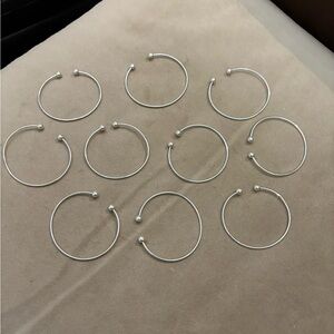 Silvertone Cuff Bangle Charm Bracelets With Ball Ends Lot Of 10 NEW